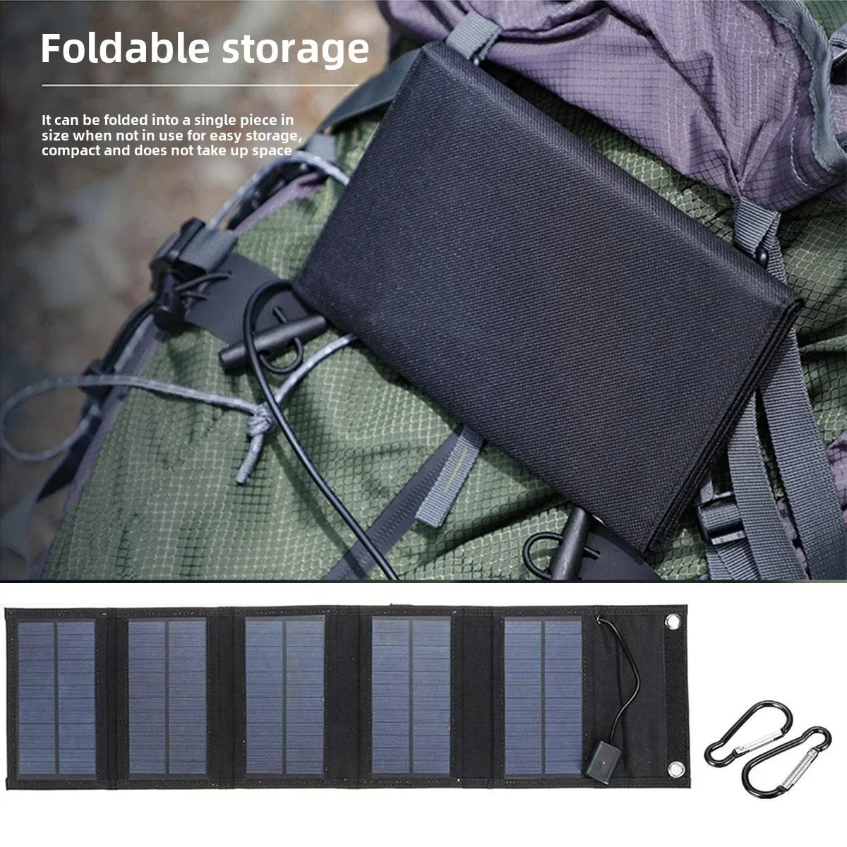 Backpack Pocket Carry Portable Foldable Waterproof Solar Charger 25W 100W Dual USB Solar Power Panel Outdoor Travel Emergency