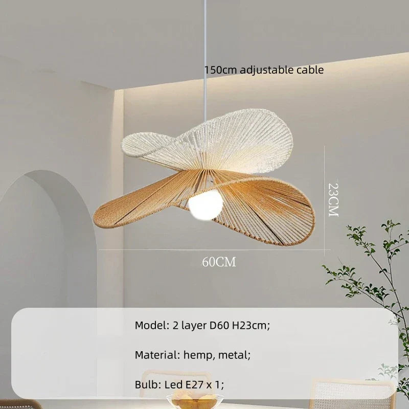 DecorBites™ Hemp Pendant Lights: Wabi Sabi LED Indoor Lighting Fixtures