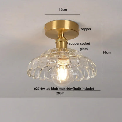 DecorBites™ Green Flower Glass Copper Ceiling Light - Nordic Modern LED, Living Room Bedroom Hallway Fixtures