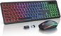 Wireless Backlit Keyboard and Mouse Combo - Rechargeable Full-Size 2.4GHz Illuminated Set for Enhanced Productivity