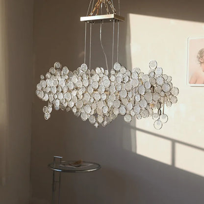 DecorBites™ Glass Led Chandelier: Modern Luxury Designer Pendant Lights for Living Room, Bedroom, Study
