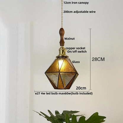 DecorBites™ Glass LED Pendant Lamp: Handmade Japanese Style Adjustable Hanging Light Fixtures