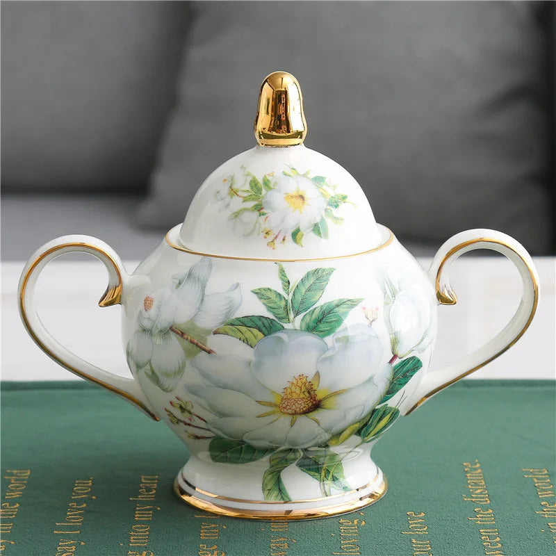 DecorBites™ Green Flowers Ceramic Cup & Saucer Set for Coffee, Tea, Juice, and More