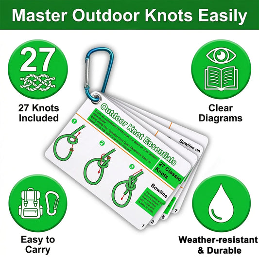 27 Knots Camping Hiking Guide Cards Set, Durable PVC Portable