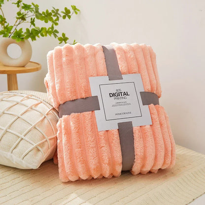 VividTwill 1pc Fluffy Coral Velvet Blanket Air-Conditioned Flannel Plush Comfortable Thickened Warm Soft Throw Blanket Bed Cover