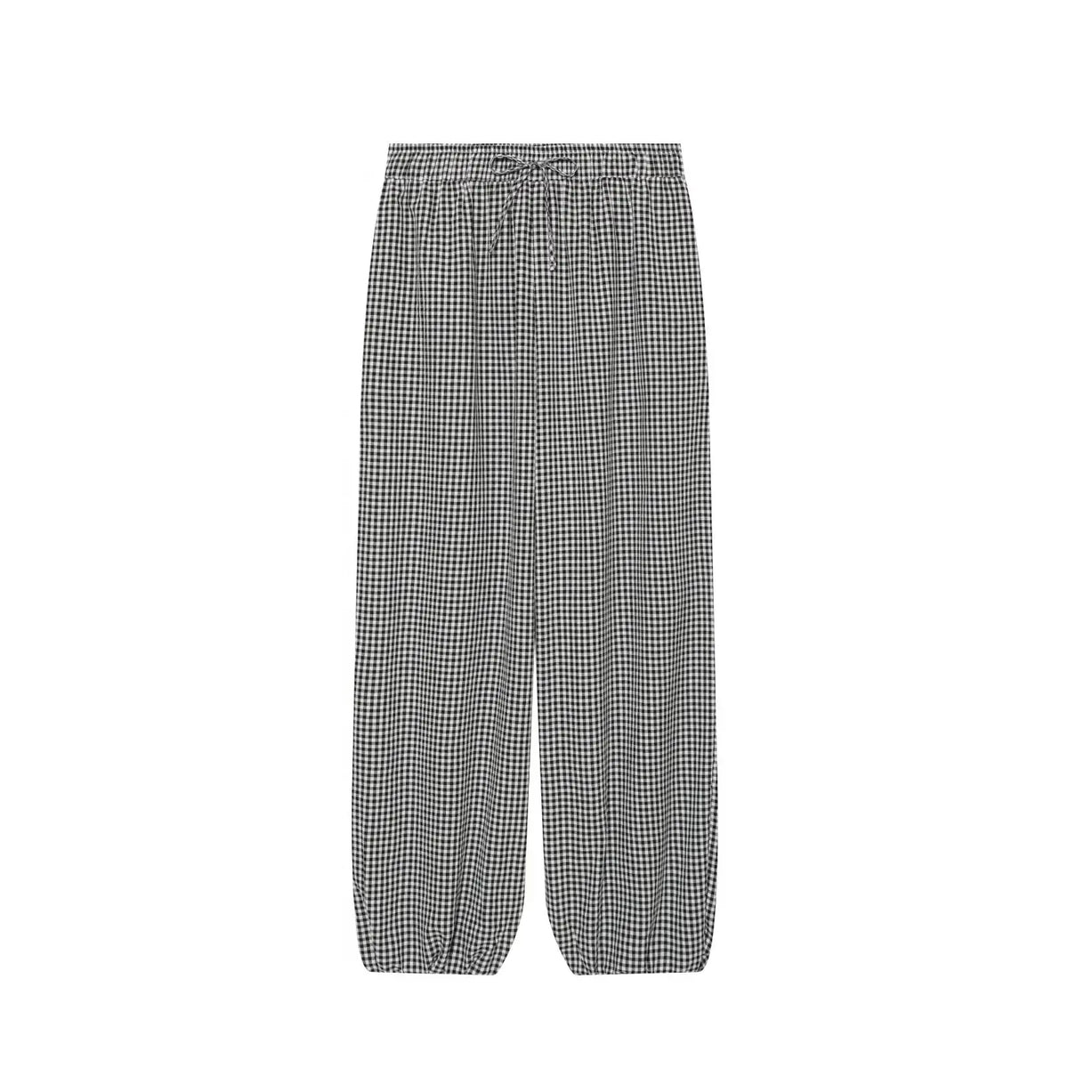 Women's Long Pants 2026 Summer New Style Red Plaid Drawstring Lantern Pants Long Pants Beach Vacation Casual Fashion
