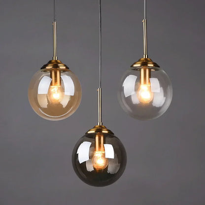 DecorBites™ Golden Ring Glass Ball Pendant Light for Kitchen Dining Room & Bedside