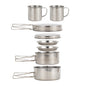 8pcs/set Camping Cookware Mess Kit Stainless Steel Cooking Pot and Pan
