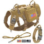 Tactical Dog Harness Collar Leash Set Military Training Pet Vest with Pouches Flags Durable Collars for Big Dogs German Shepherd