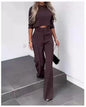 Casual Long Sleeve Shirt Pants Set Office Lady Spring Autumn Fashion