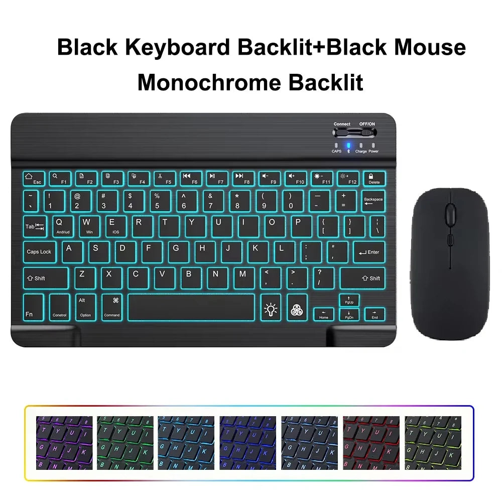 10inch Backlight Bluetooth Keyboard Mouse For IOS Android Windows,Backlit Keyboard For iPad,Wireless Teclado For Samsung Tablet