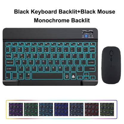 10inch Backlight Bluetooth Keyboard Mouse For IOS Android Windows,Backlit Keyboard For iPad,Wireless Teclado For Samsung Tablet