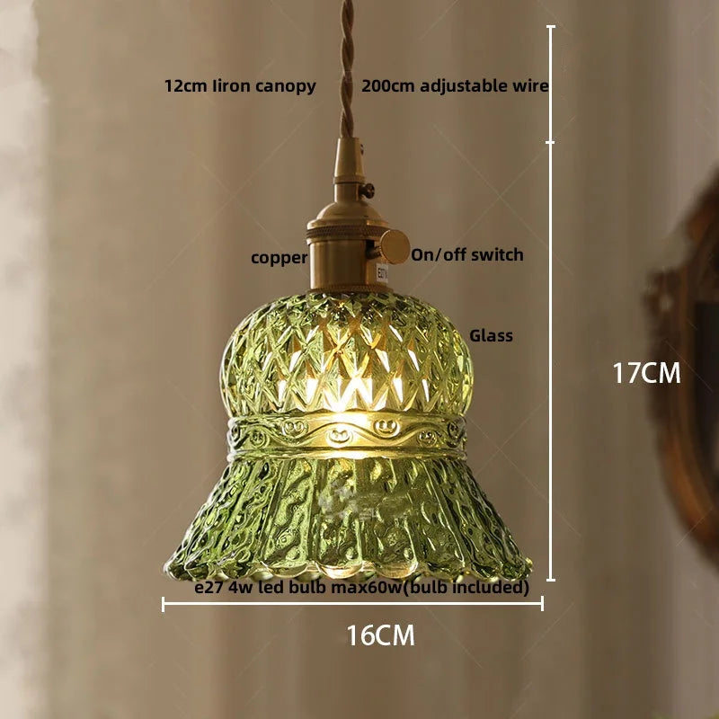 DecorBites™ Green Glass LED Hanging Pendant Lights