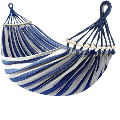 Canvas Hammock Anti-Roll Double Camping with Curved Wooden Poles