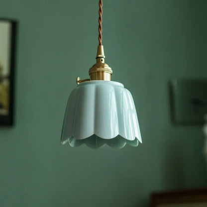 DecorBites™ Lotus Flower Ceramic LED Pendant Lampshade for Home Decor