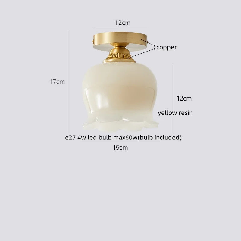 DecorBites™ Glass LED Ceiling Lamp Copper Walnut Modern Living Room Lighting Fixtures