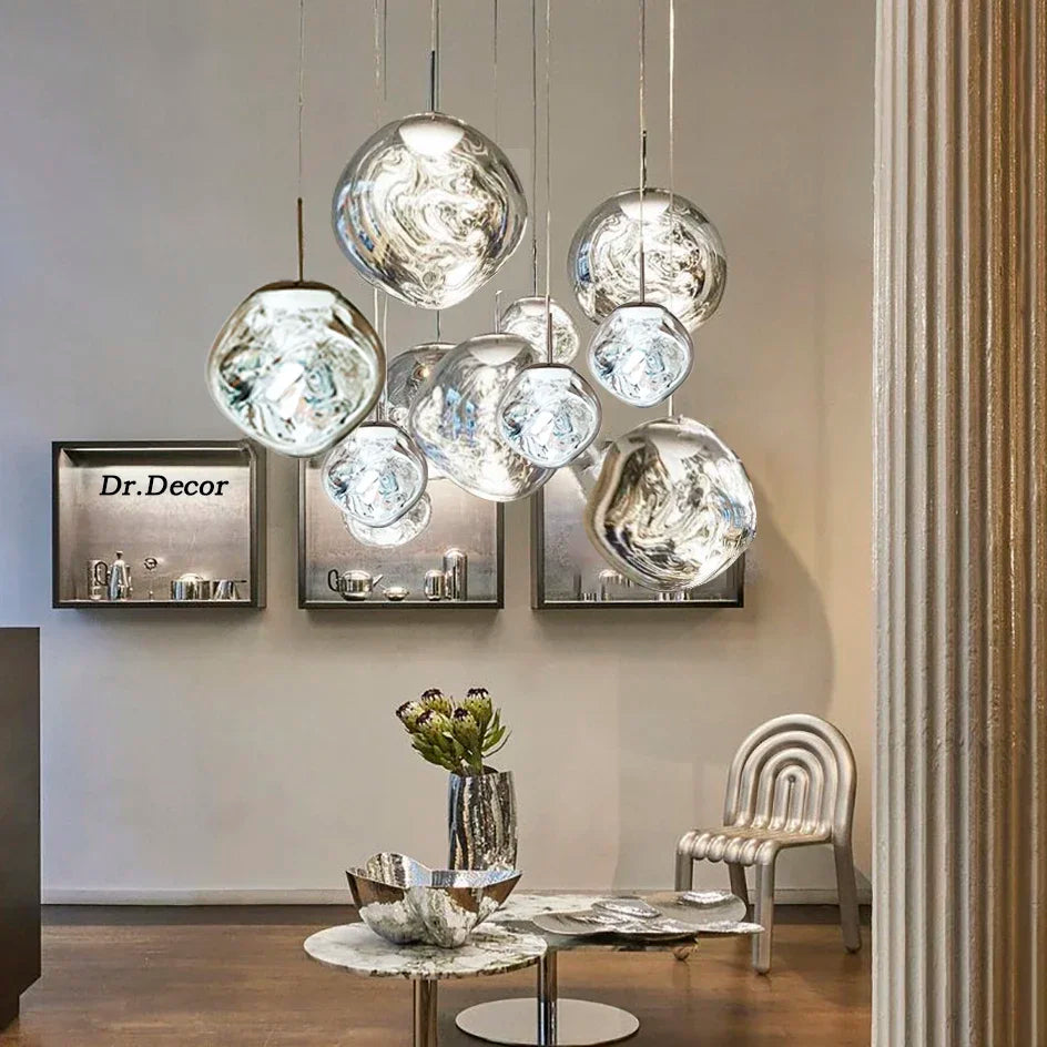 DecorBites™ Lava Glass LED Chandelier Pendant Light Modern Indoor Hanging Lamp for Home Decor