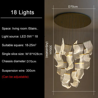 DecorBites™ LED Light Guide Ceiling Chandelier Modern Novelty for Living Room Decor Lighting
