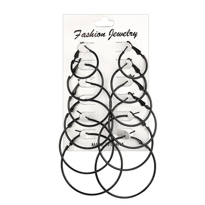 12pairs/6pairs Simple Punk Hoop Earrings Set Big Circle Earrings