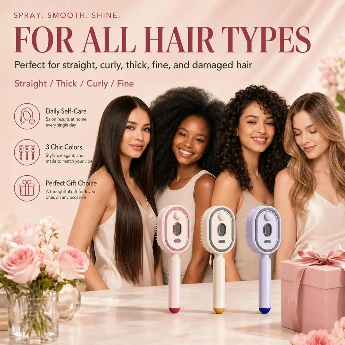 Electric Steaming Hair Straightener Brush Electric Spray Air Cushion