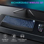 7 Colors Backlit Keyboard With Slot and Wrist Rest Volume Knob Keyboard Jiggle Mouse Set,Full Size Rechargeable Keyboard Set