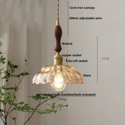 DecorBites™ Glass Flower LED Pendant Light, Adjustable Knob Switch, Modern Design