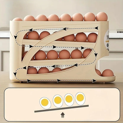 3-Tier Rolling Egg Storage Container for Refrigerator Holds 24 Eggs