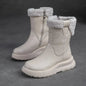 Koznoy 5cm Natural Genuine Leather Chunky Cow Spring Rubber Ankle Boots Soft Soled Winter Plush Flats Booties Autumn Women Shoes