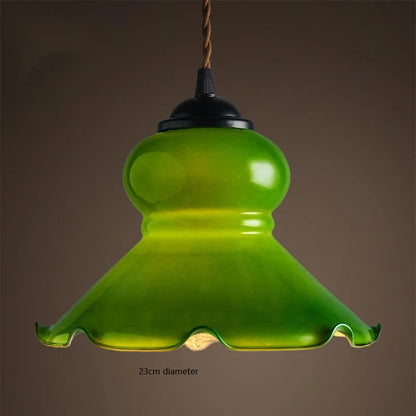 DecorBites™ Green Glass LED Pendant Light for Home, Restaurant, Bar, and Loft Style Decor.