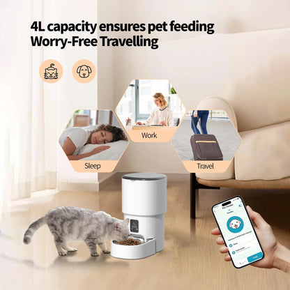 4L Smart Pet Feeder Automatic Cat Food Dispenser Cat Dog Bowl