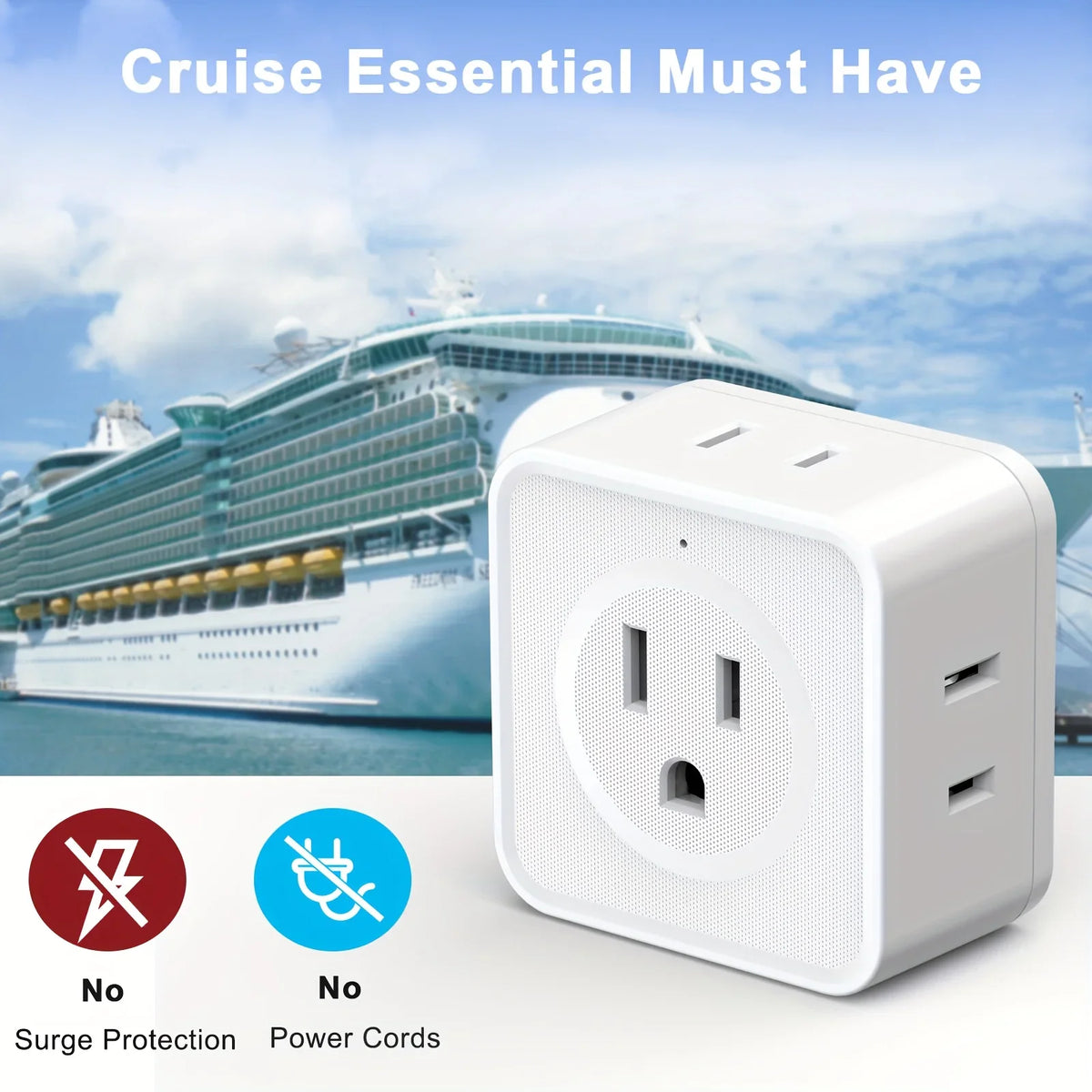 5 Way Multi Plug Outlet Extender, Wall Outlet Expander, Small