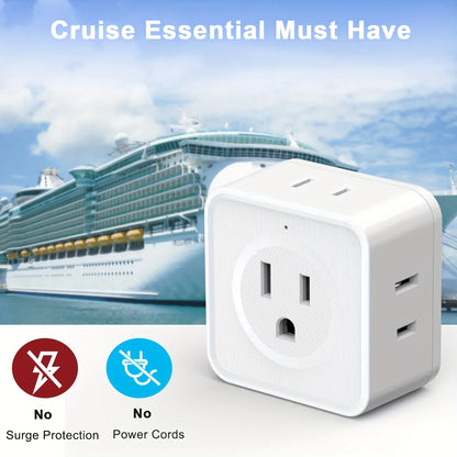 5 Way Multi Plug Outlet Extender, Wall Outlet Expander, Small