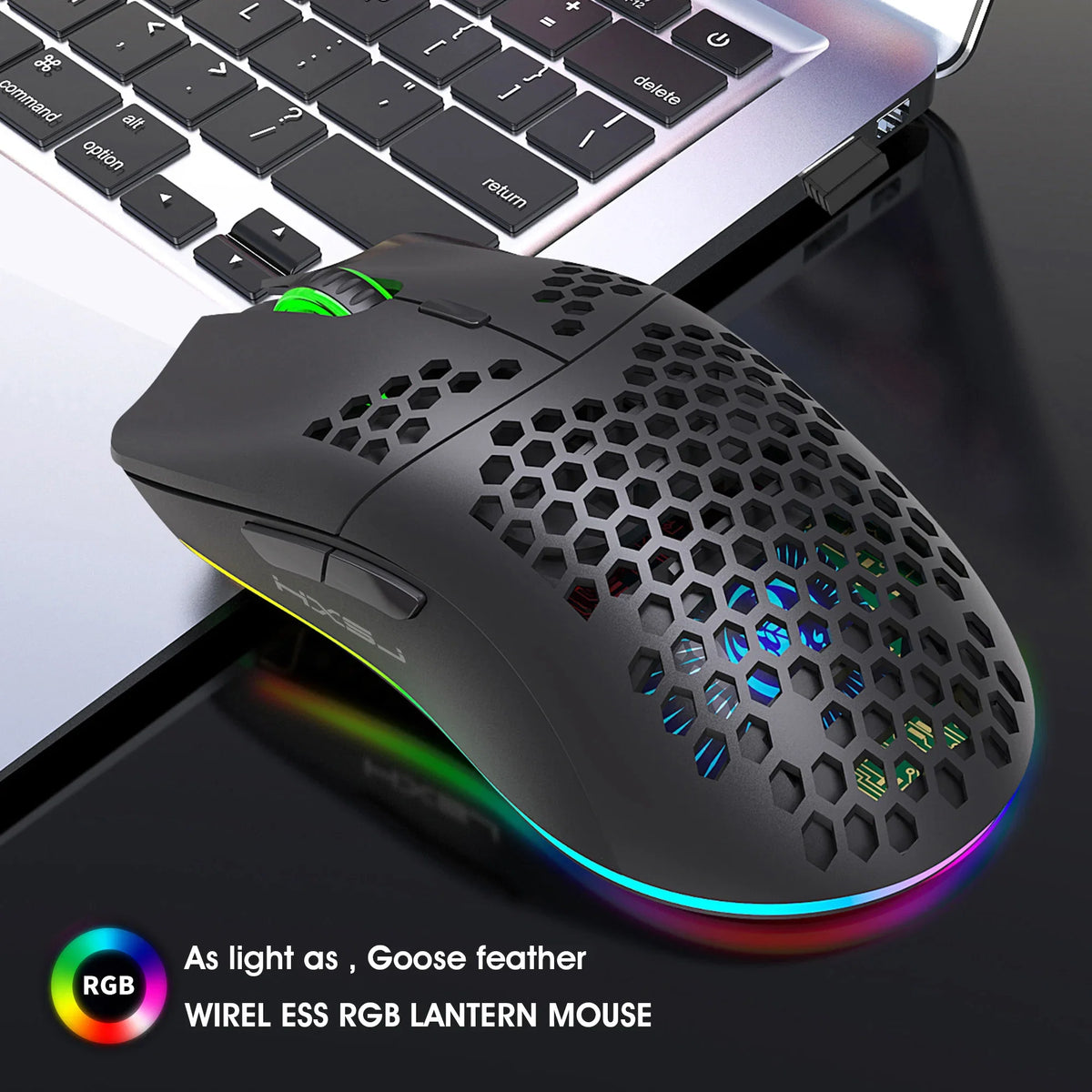 HXSJ 60% Wireless Gaming Keyboard and Mouse Combo,LED Backlit Rechargeable 2000mAh Battery,Mini Mechanical Feel Anti-ghosti