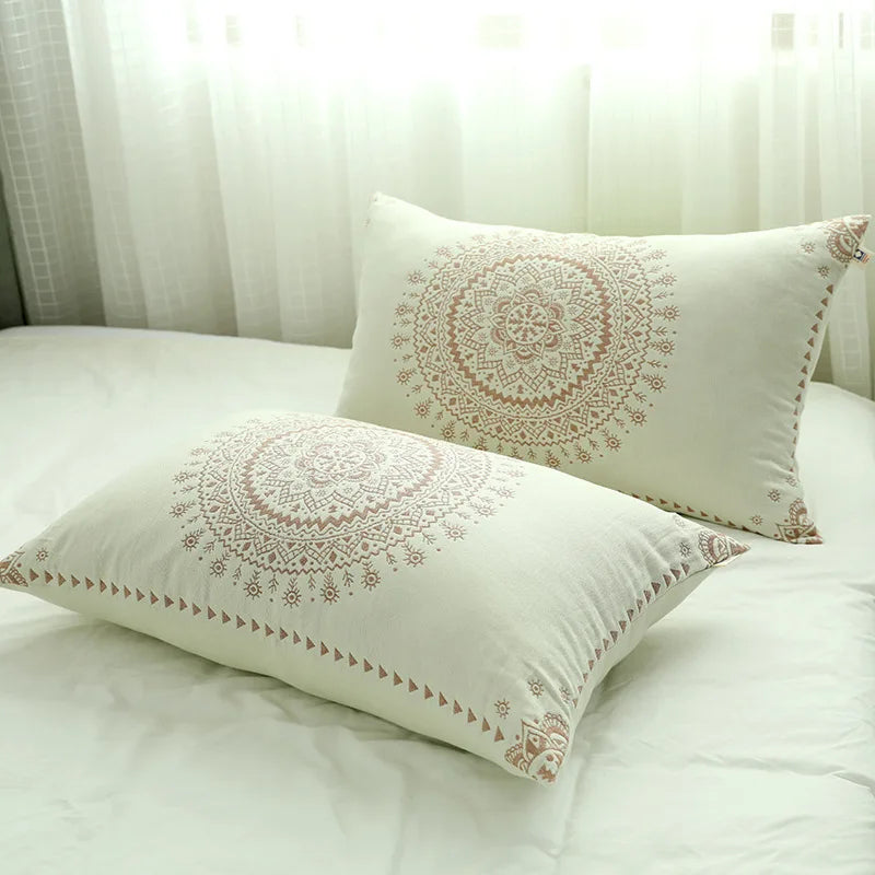 DecorBites™ Japanese Cotton Single Bedspread with Pillow Towel - Floral Birds Design