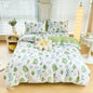 DecorBites™ Green Flower Print Bedding Set with 2 Pillowcases - Queen/King Size