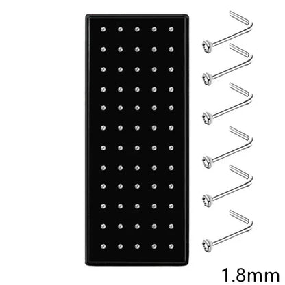 40/60pc Stainless Steel Straight L Nose Stud for Women Nose Ring Set