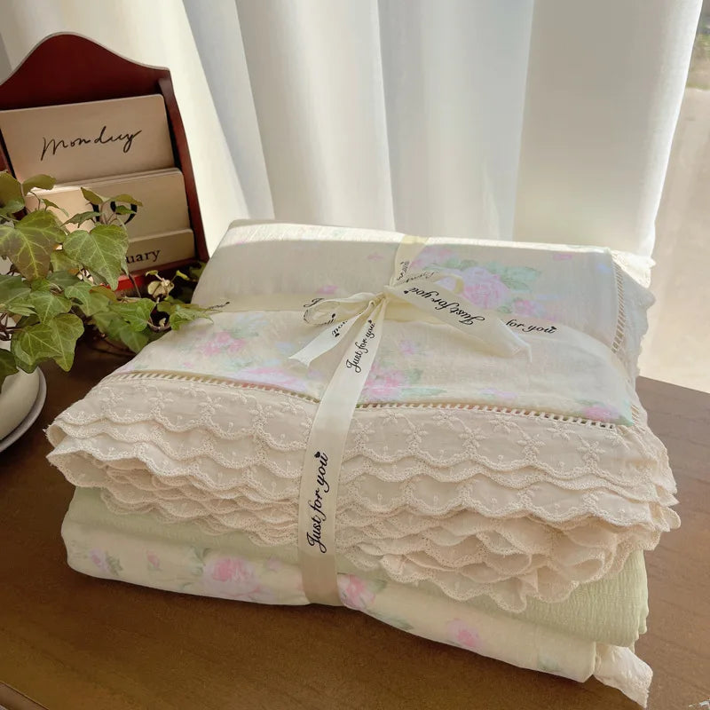 DecorBites™ Lace Romantic Comforter Set - Full Twin Double Size Bed Linens