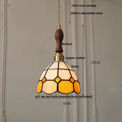 DecorBites™ Glass LED Pendant Lamp Tiffany Style Hand Stitch Dining Room Light