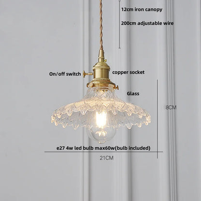 DecorBites™ Green Glass LED Pendant Lights with Walnut Wood Hanging Lamp