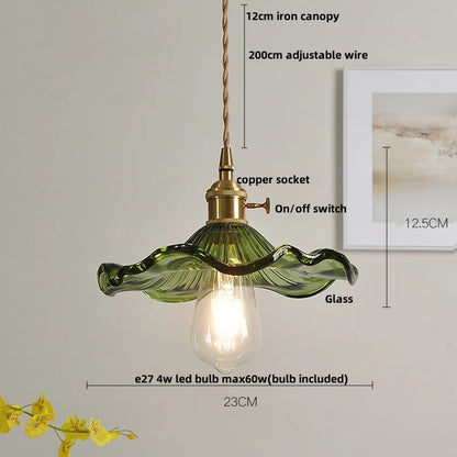DecorBites™ Green Glass LED Pendant Light | Nordic Modern Copper Knob Switch Hanging Fixture