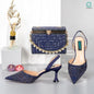 New Wine Red High Heels Shoes And Bag Dotted Crystal Wedding Party Spring, Summer, and Autumn Fashion Women's Noble Sandals