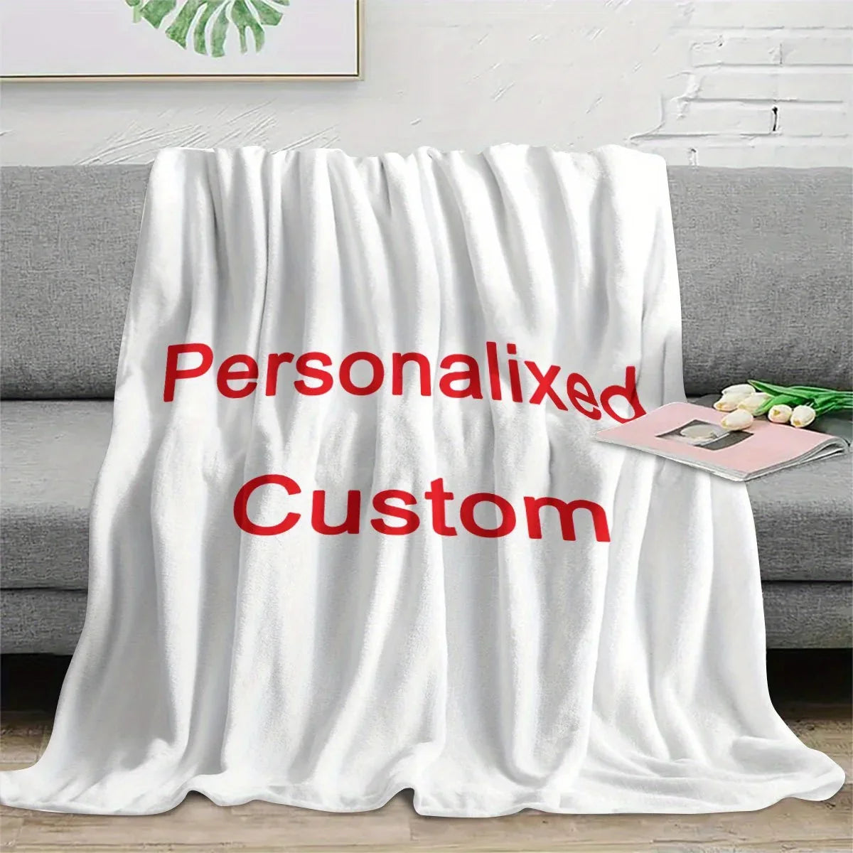 1 Piece of Custom Personalized Blanket with Image Upload DIY Flannel Blanket - Customize with Warm Photos, Soft and Warm, Suitable for Sofa, Bed, Office, Car, and Outdoor Travel - Perfect for All Seasons, Halloween, Thanksgiv