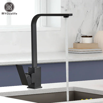 DecorBites™ Kitchen Faucet: Chrome/Gold 360° Rotation Mixer Tap, Deck Mounted Utility Sink