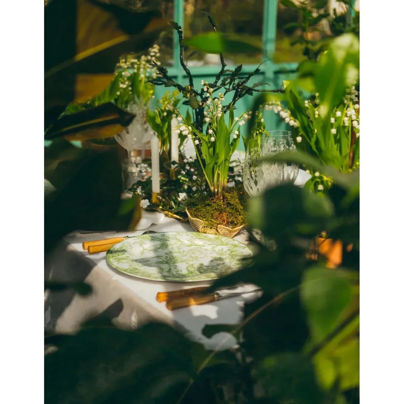 DecorBites™ Green Flower Print Dinner Plate