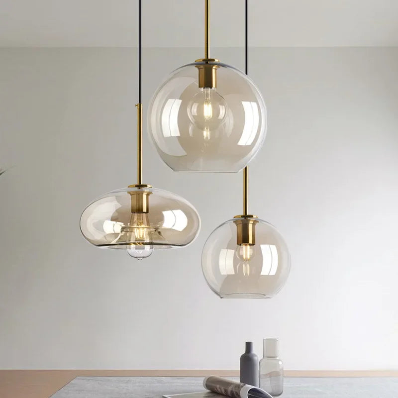 DecorBites™ Industrial Retro LED Glass Pendant Light Chandelier for Kitchen Restaurant