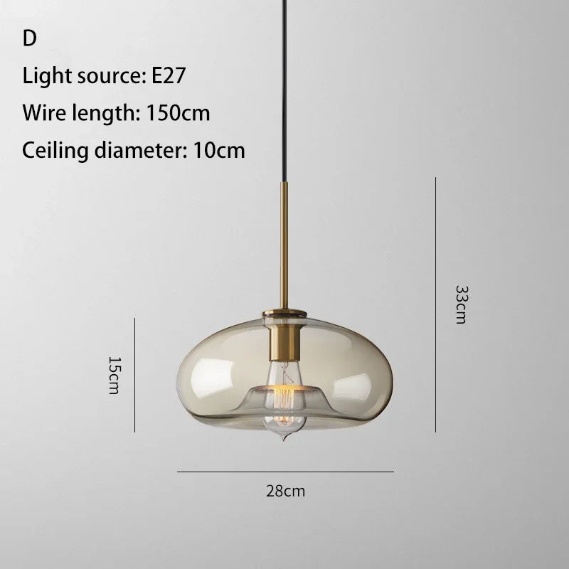 DecorBites™ Industrial Retro LED Glass Pendant Light Chandelier for Kitchen Restaurant