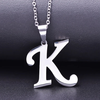 26 Letters Necklace Stainless Steel Initial Necklaces Pendant Big