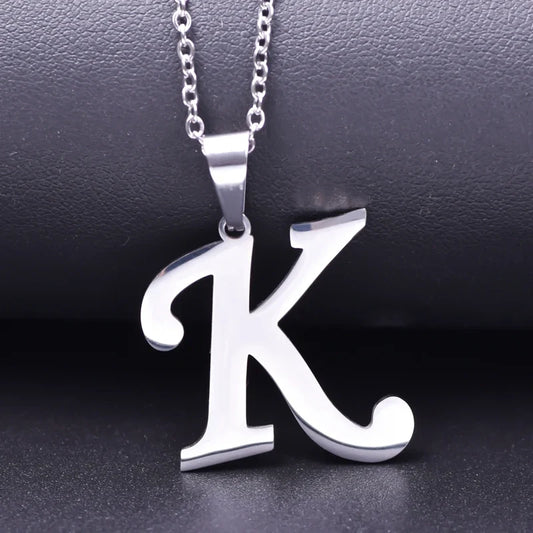 26 Letters Necklace Stainless Steel Initial Necklaces Pendant Big