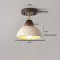 DecorBites™ Japan Style LED Ceiling Light Yellow Travertine Stone Wood Base Bedroom Luminaire