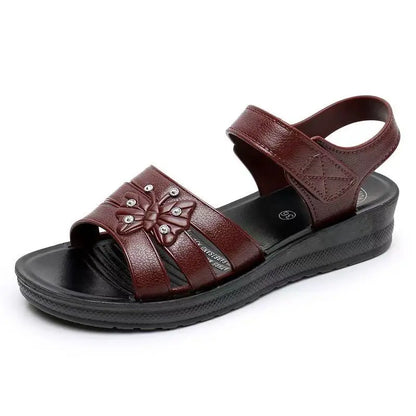 New Women's Summer Open Toe Hollow Flat Sole Sandal Soft Sole Non Slip